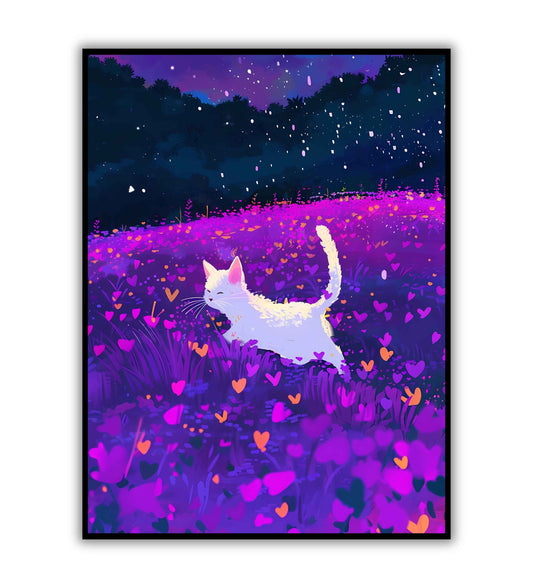 Cat in Heart Bloom(3 of 3) printable poster. Available for purchase as a physical poster or digital download.