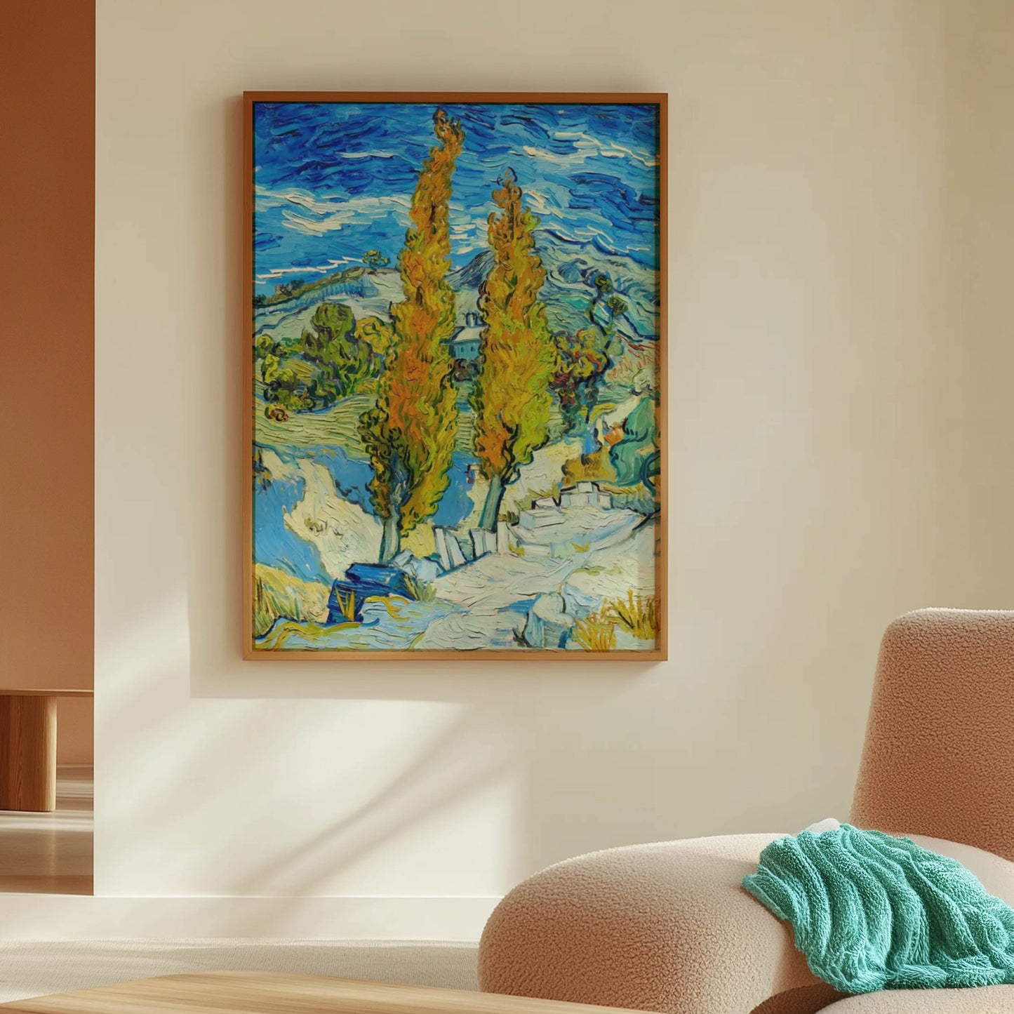 Two Poplars on a Road through the Hills