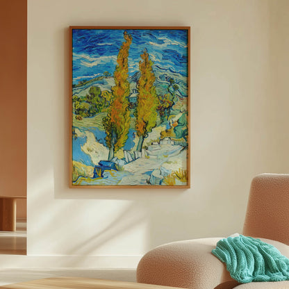 Two Poplars on a Road through the Hills
