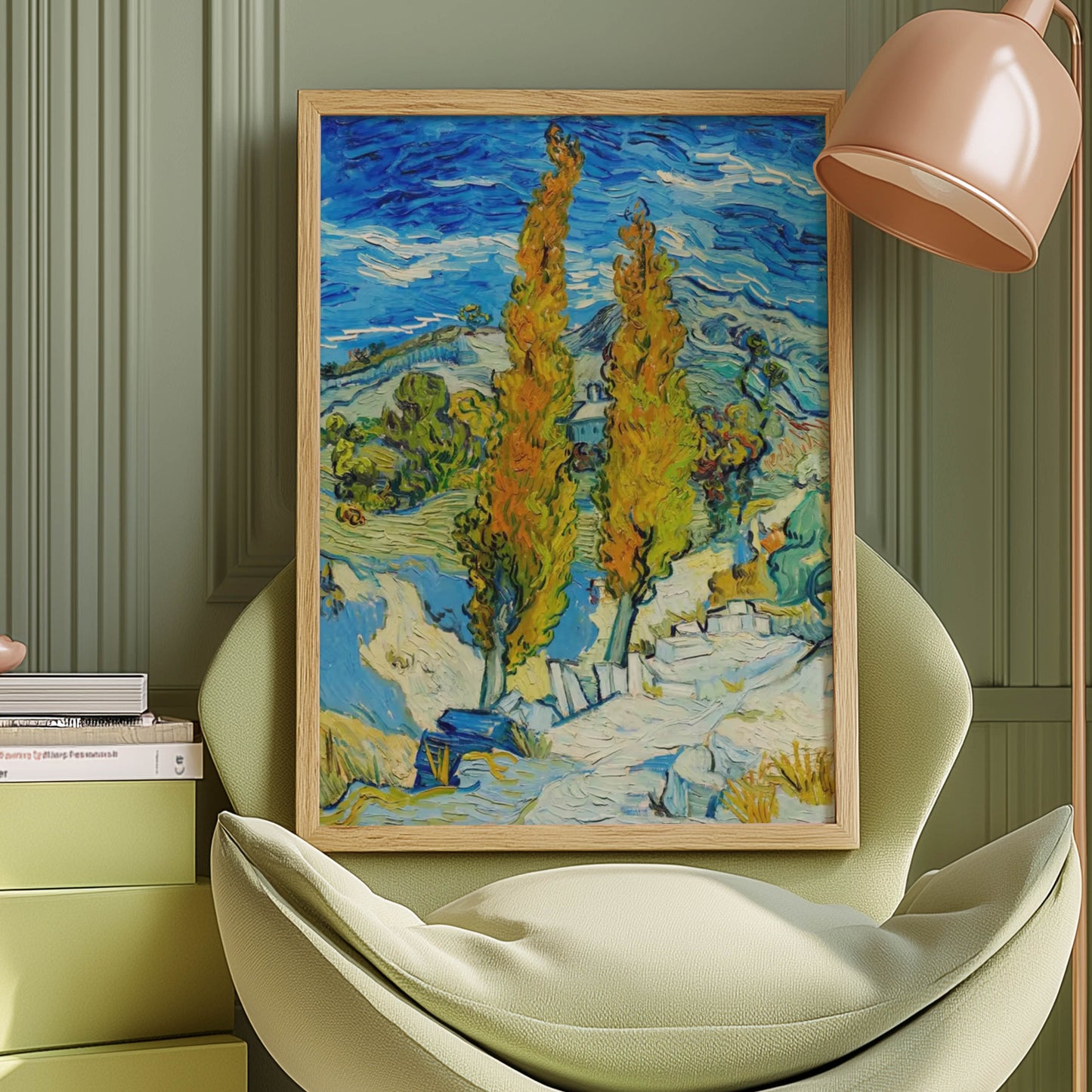 Two Poplars on a Road through the Hills