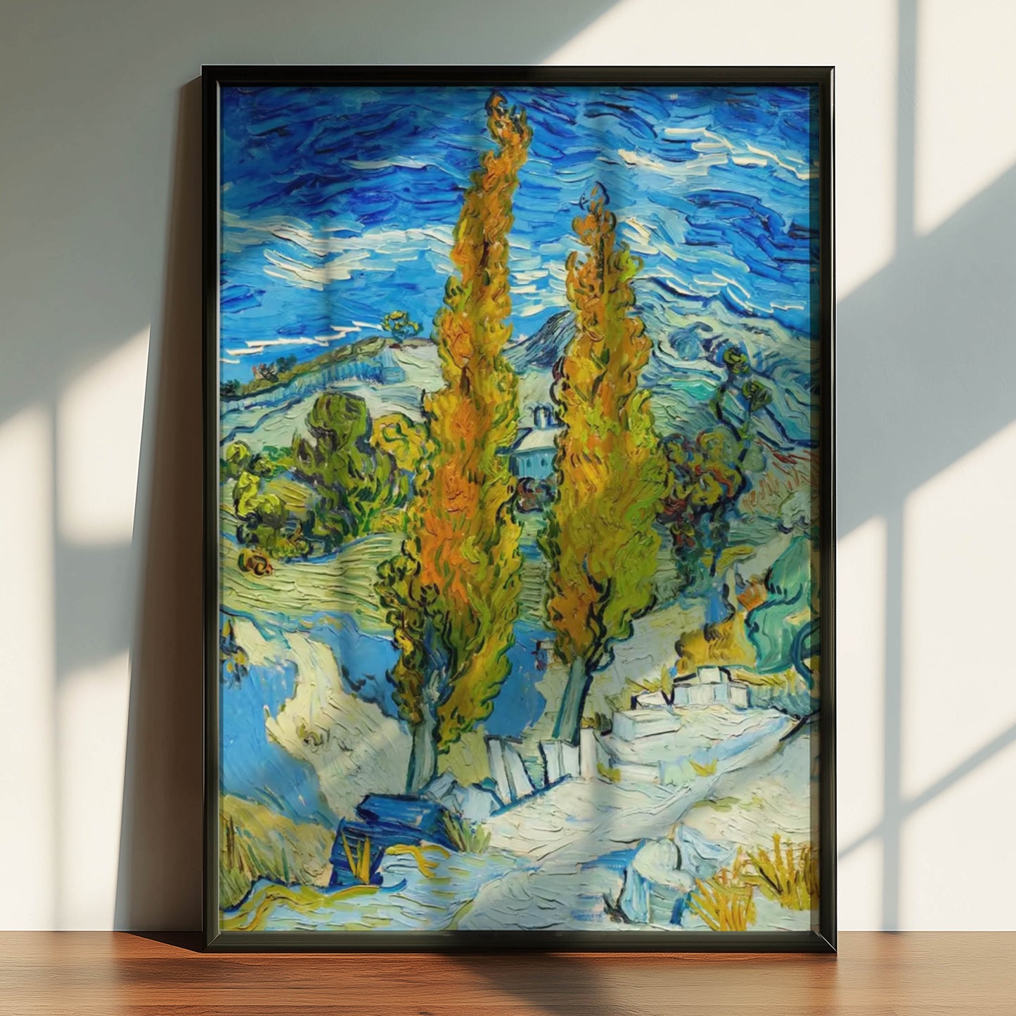Two Poplars on a Road through the Hills