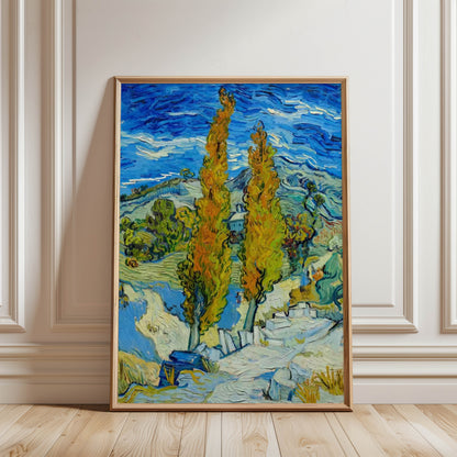 Two Poplars on a Road through the Hills