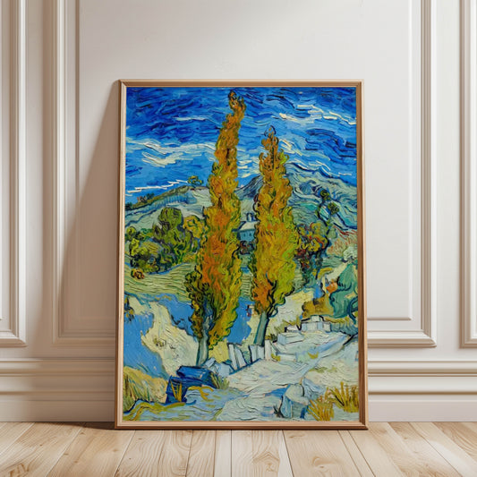 Two Poplars on a Road through the Hills