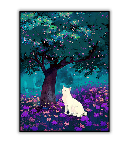 Cat's Dreaming Oak(1 of 3) printable poster. Part of a dream sequence. Available for purchase as a physical poster or digital download.