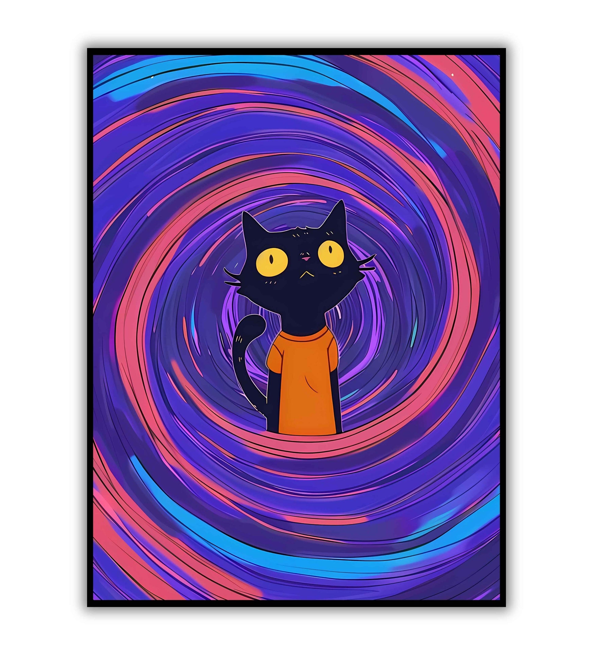 Swirling Cat Portal printable poster. Available for purchase as a physical poster or digital download.