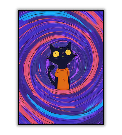 Swirling Cat Portal printable poster. Available for purchase as a physical poster or digital download.