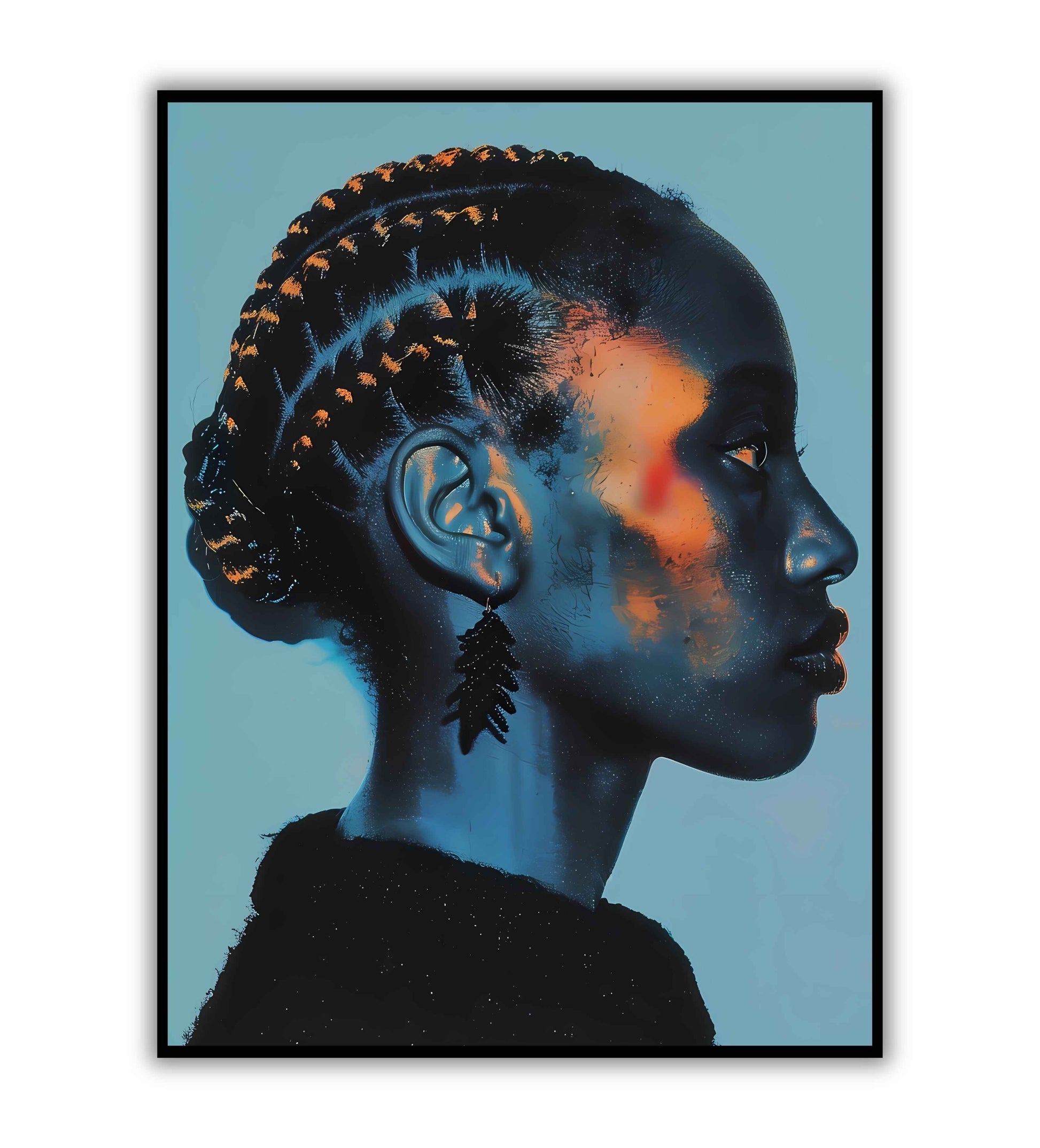 Cornrowed Profile printable poster. Available for purchase as a physical poster or digital download