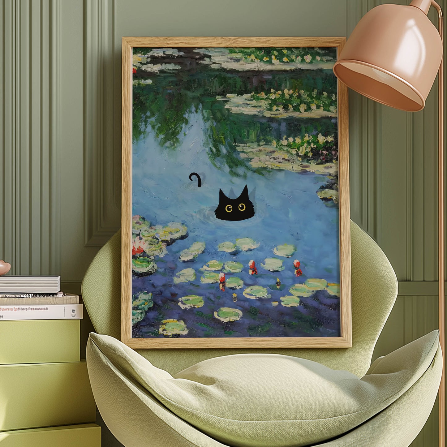 Cat Monet Pond