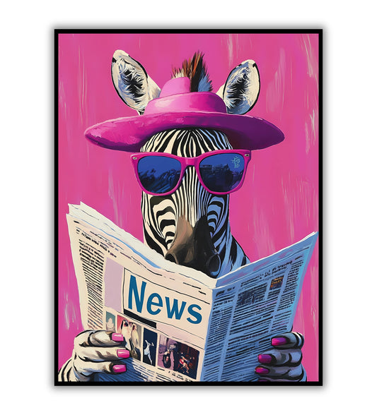 Retro Zebra art print for bold and unique wall decor.
