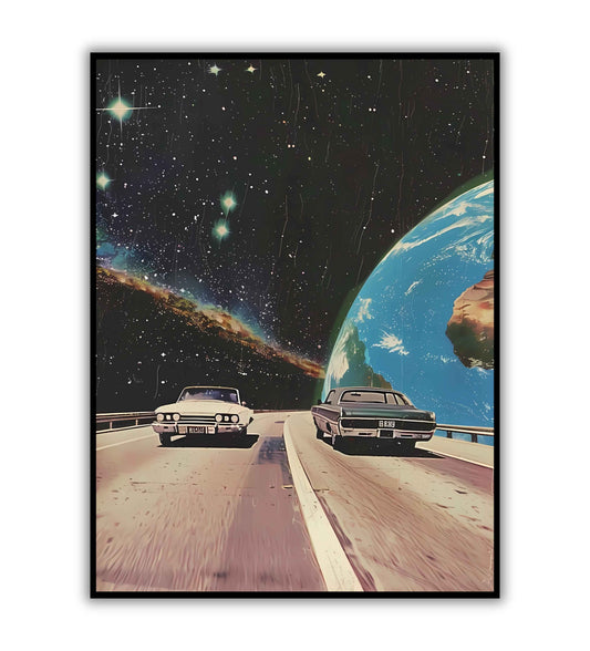 Space Road Journey printable poster. Available for purchase as a physical poster or digital download