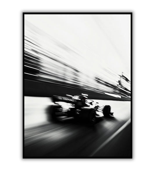 Racecar Illusion art print for speed enthusiasts.