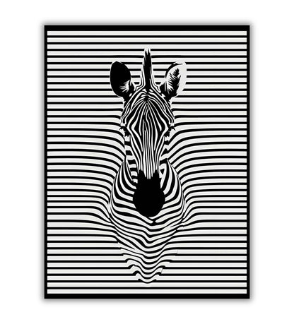 Zebra Illusion Dive printable poster. Available for purchase as a physical poster or digital download