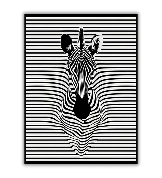 Zebra Illusion Dive printable poster. Available for purchase as a physical poster or digital download