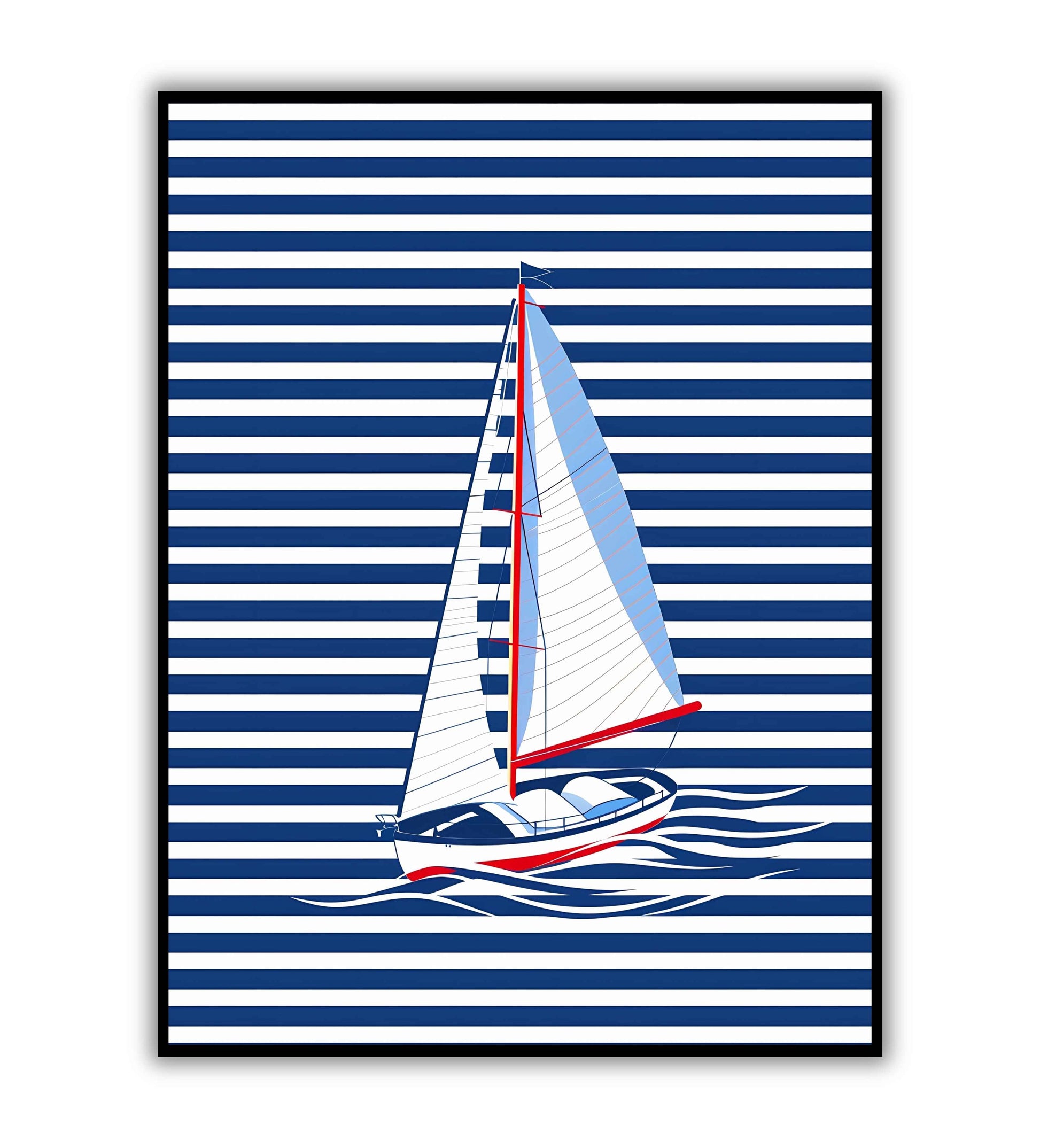 Sailboat Stripes printable poster. Available for purchase as a physical poster or digital download.