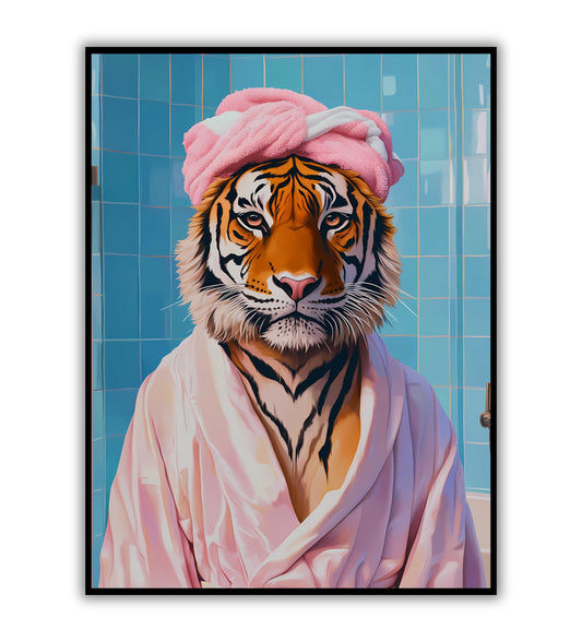 Preppy tiger poster for stylish animal lover home decor, modern room prints, and creative wall art.