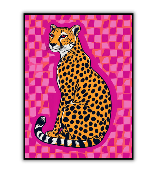 Retro Tiger art poster for bold and trendy wall designs.