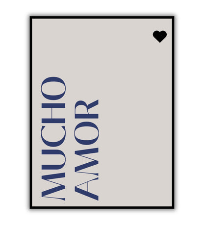 Mucho Amor (Lots of Love) printable wall art poster. Vibrant message in Spanish.