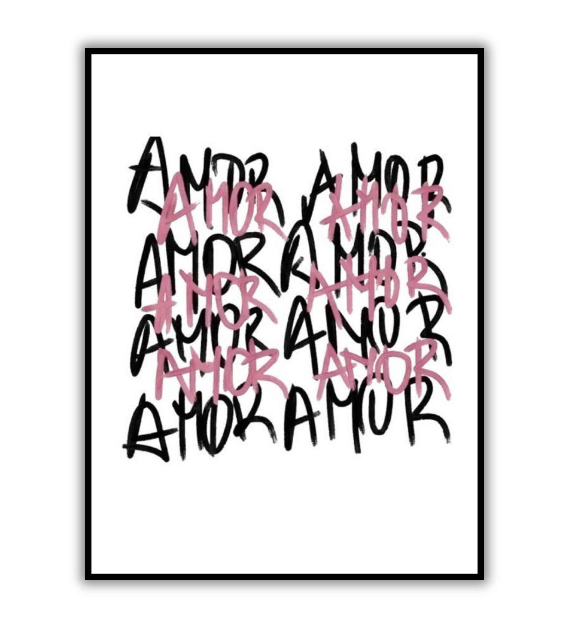 Amor (Love) in Calligraphy printable wall art poster. Elegant and romantic artwork.