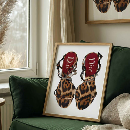 Cheetah heels poster for gallery wall and luxury fashion decor.
