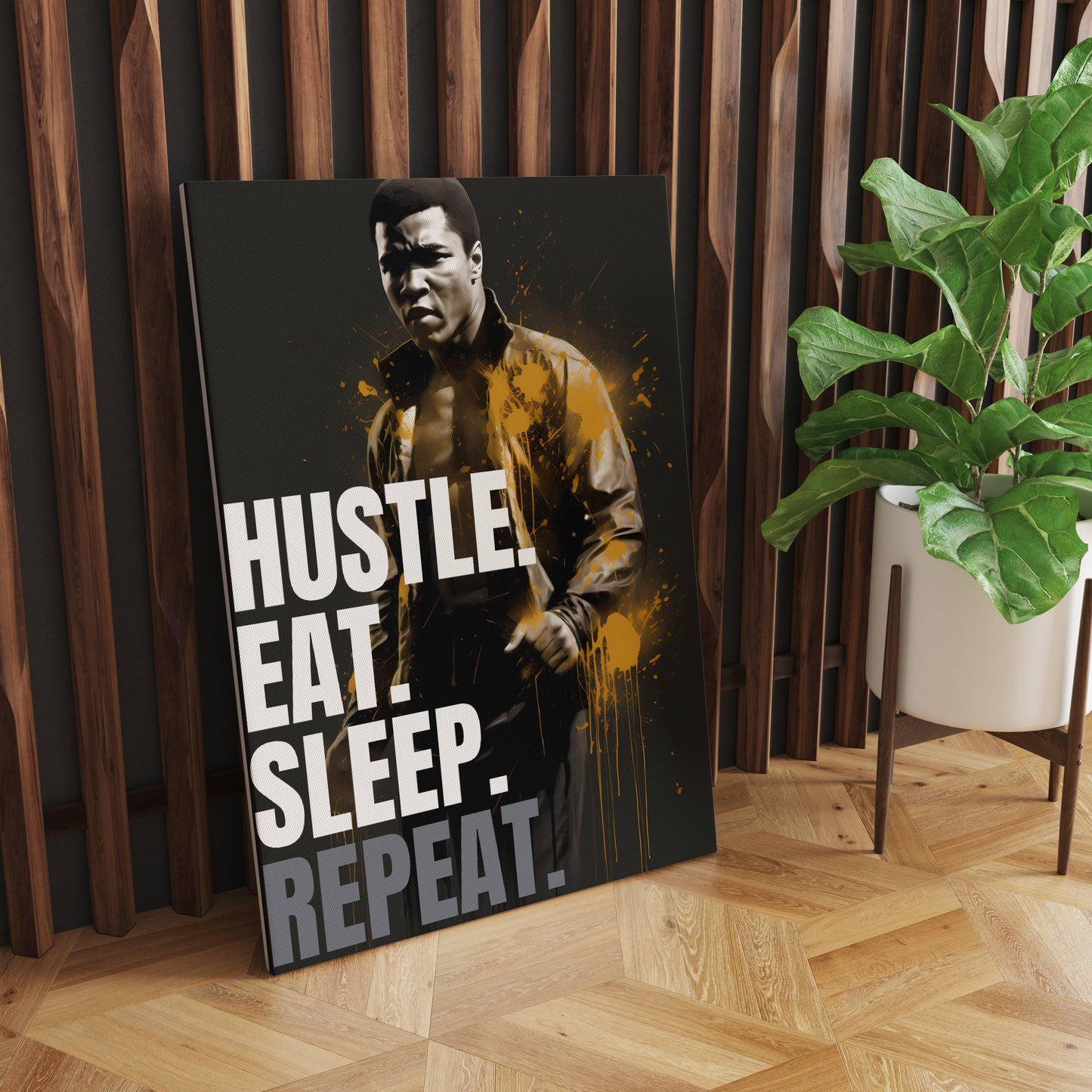 Hustle Muhammad Ali Motivational Wall Art - Top Angle 