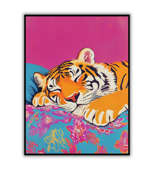 Sleepy Tiger wall art for relaxed and nature-themed spaces.
