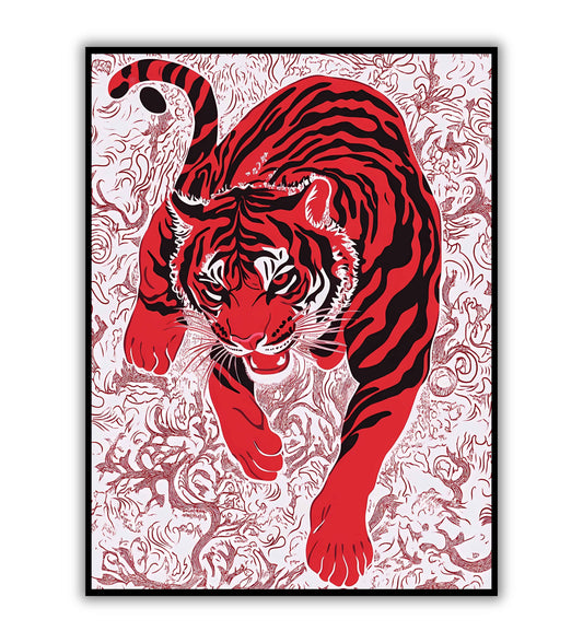 Chinese Tiger wall art for bold and cultural interiors.