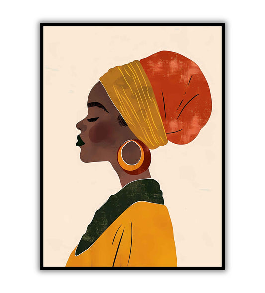 African Woman Abstract Art printable wall art poster. A vibrant and expressive artwork depicting an African woman.