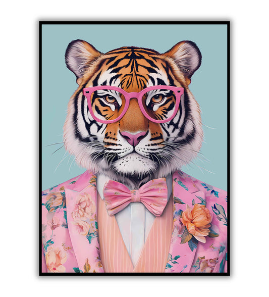 Chic Tiger art poster for bold modern decor.	