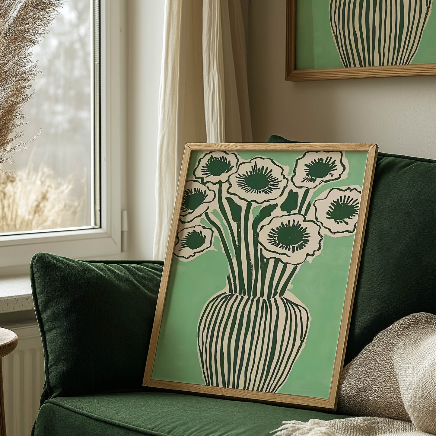 Green Poppies Vase
