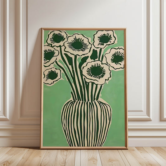 Green Poppies Vase