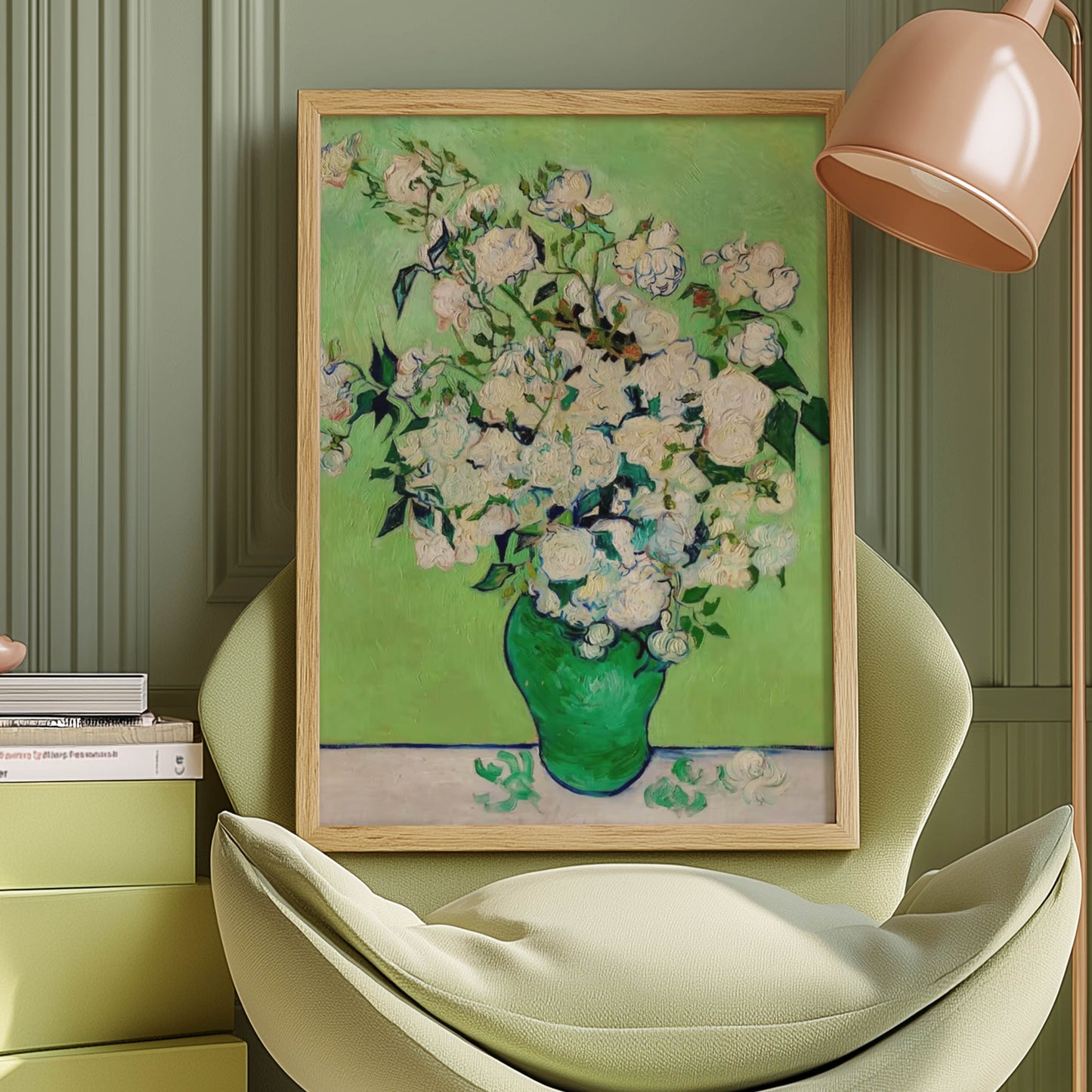 Roses Green Vase