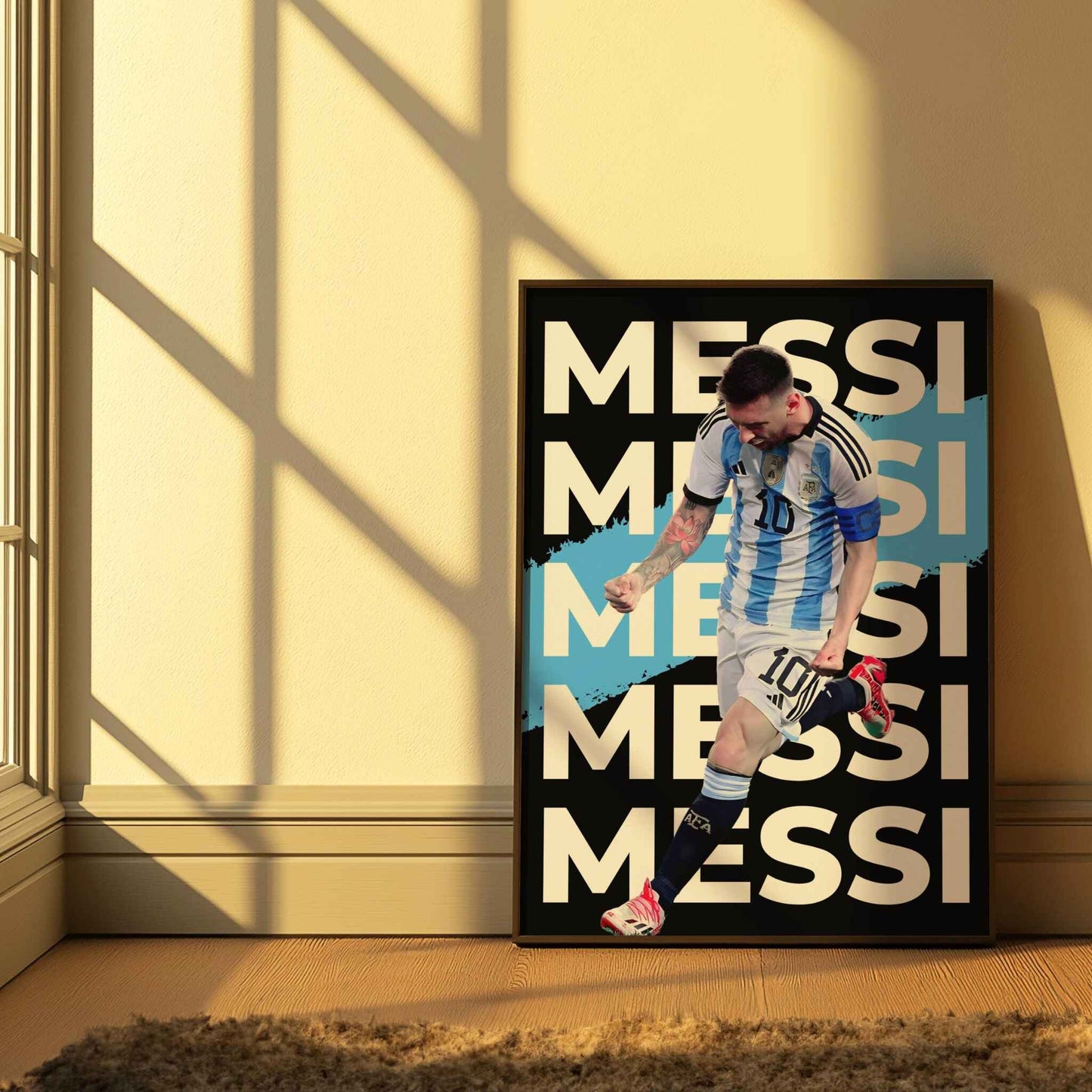 Messi poster: trendy wall art and a perfect soccer gift.





