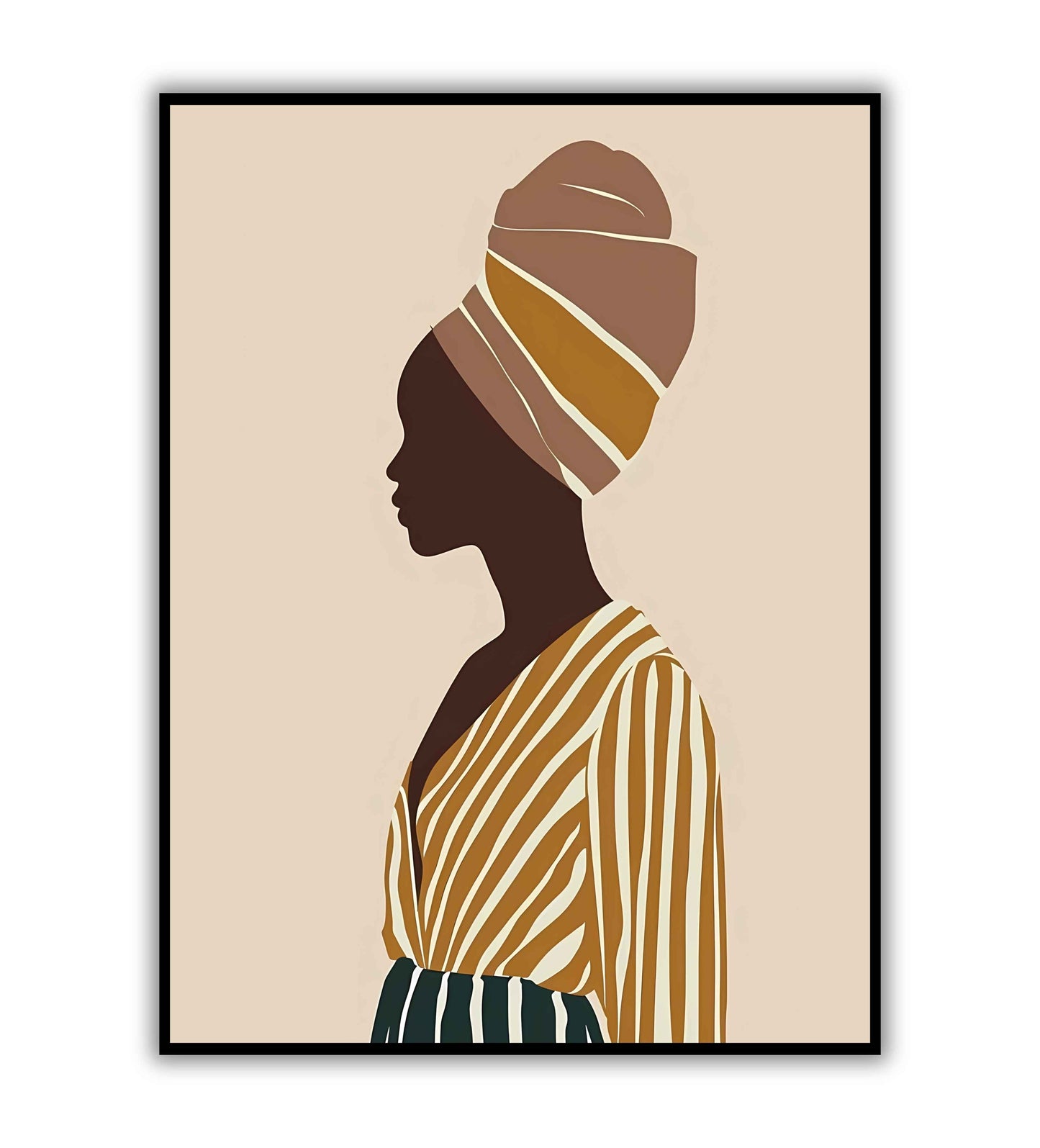 Turbaned Woman Silhouette printable poster. Available for purchase as a physical poster or digital download.