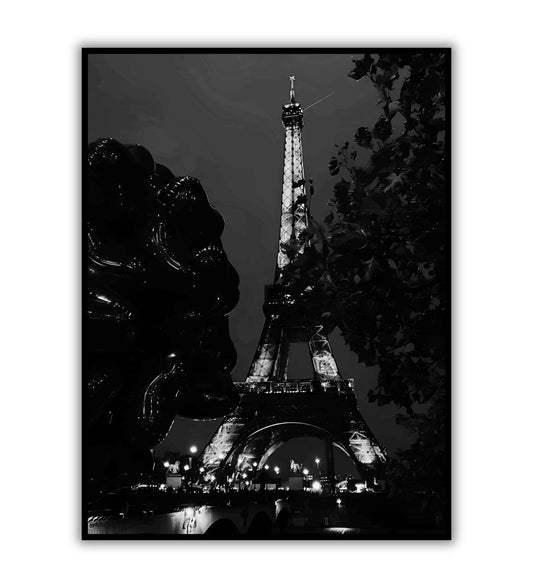 Eiffel Tower At Night - Printable Wall Art / Poster. Download this romantic image to add a touch of Parisian charm to your decor.