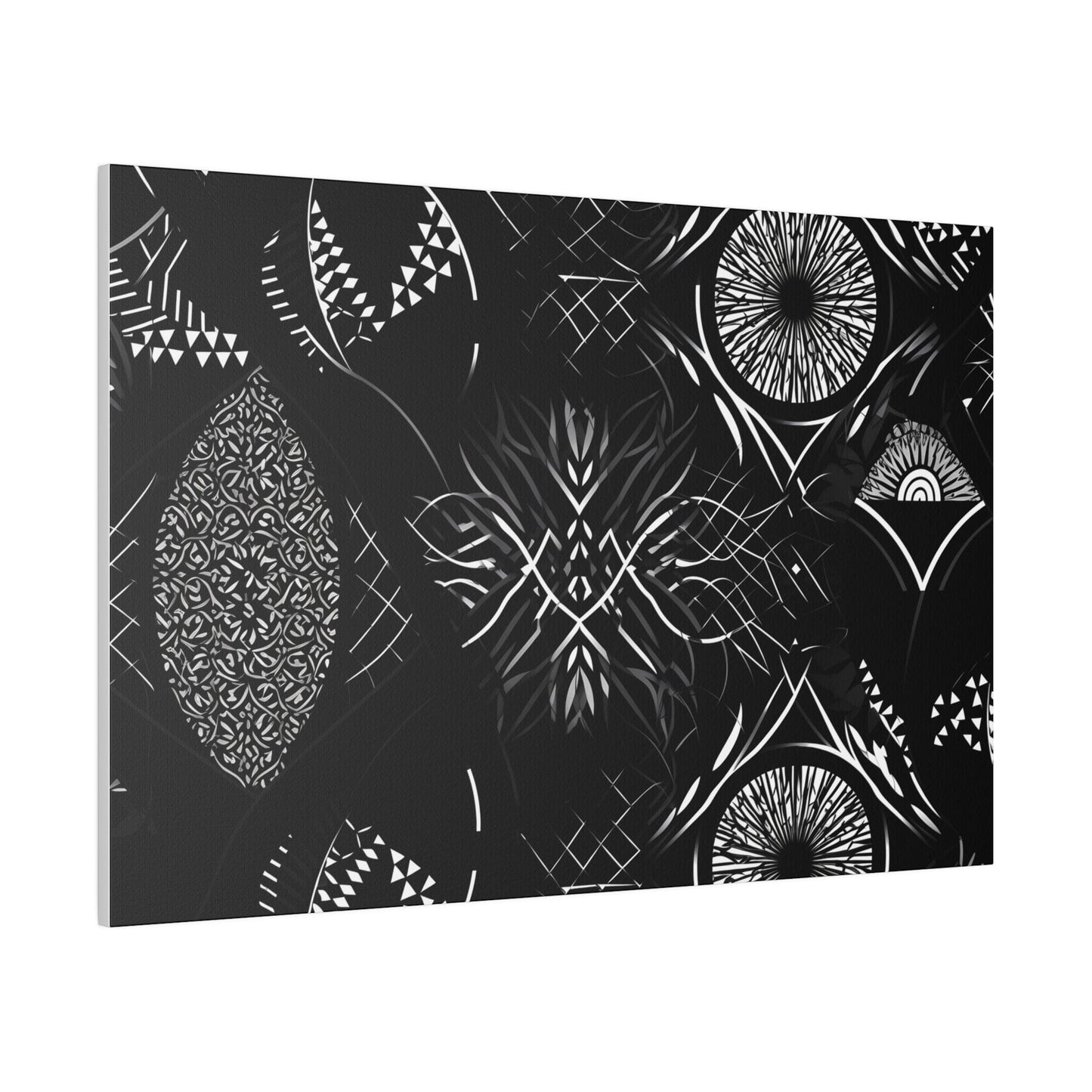 black and white abstract art print - side angle