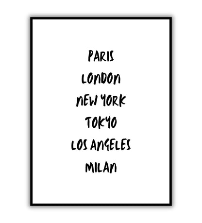 Paris London New York Tokyo Los Angeles Milan