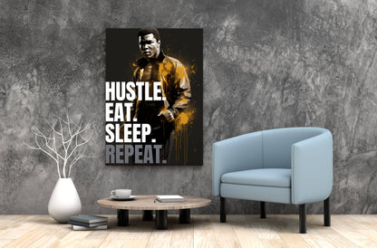 Hustle Muhammad Ali Motivational Wall Art - Front Angle 