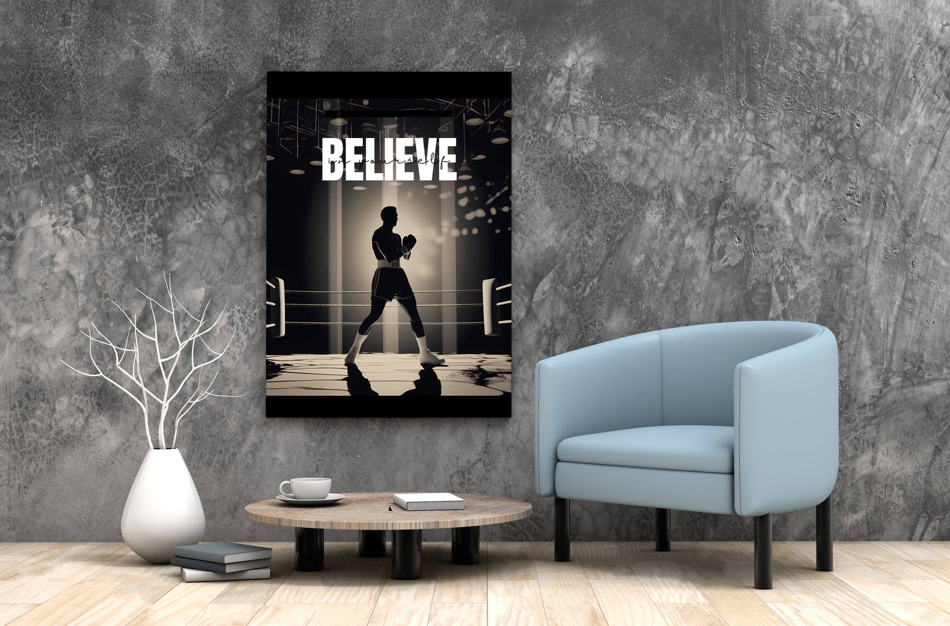 Empowered by Ali Motivational Wall Art of Muhammad Ali - Front angle 1