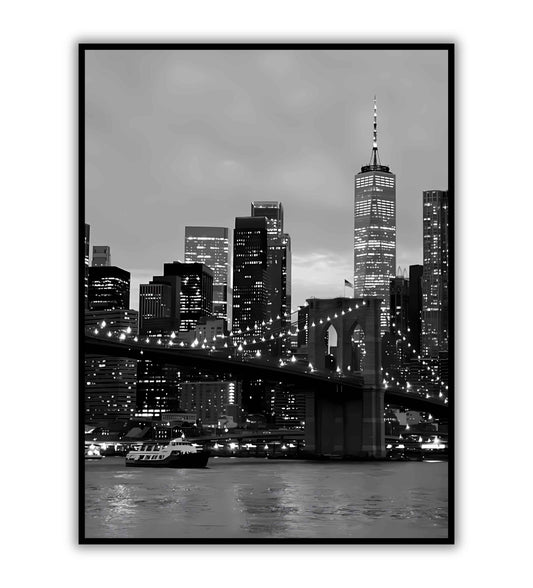 Brooklyn Bridge Black & White poster. Classic photograph of the Brooklyn Bridge.