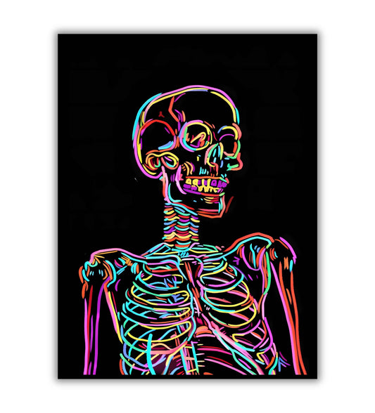 Colorful skeleton" abstract figurative poster