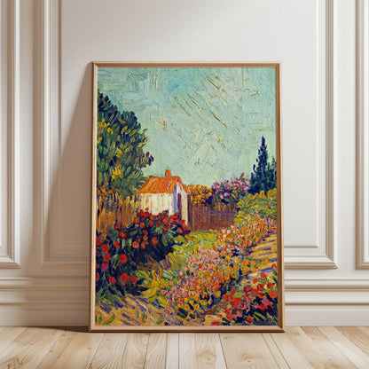Garden with Flowers and White House