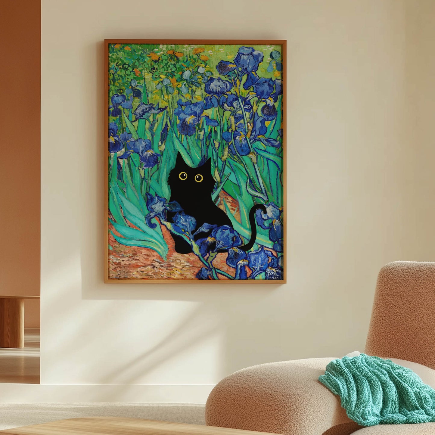 Cat Van Gogh Irises