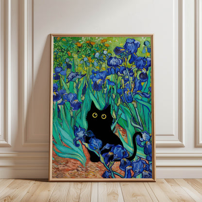 Cat Van Gogh Irises