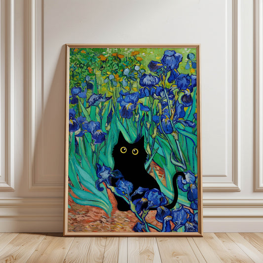 Cat Van Gogh Irises