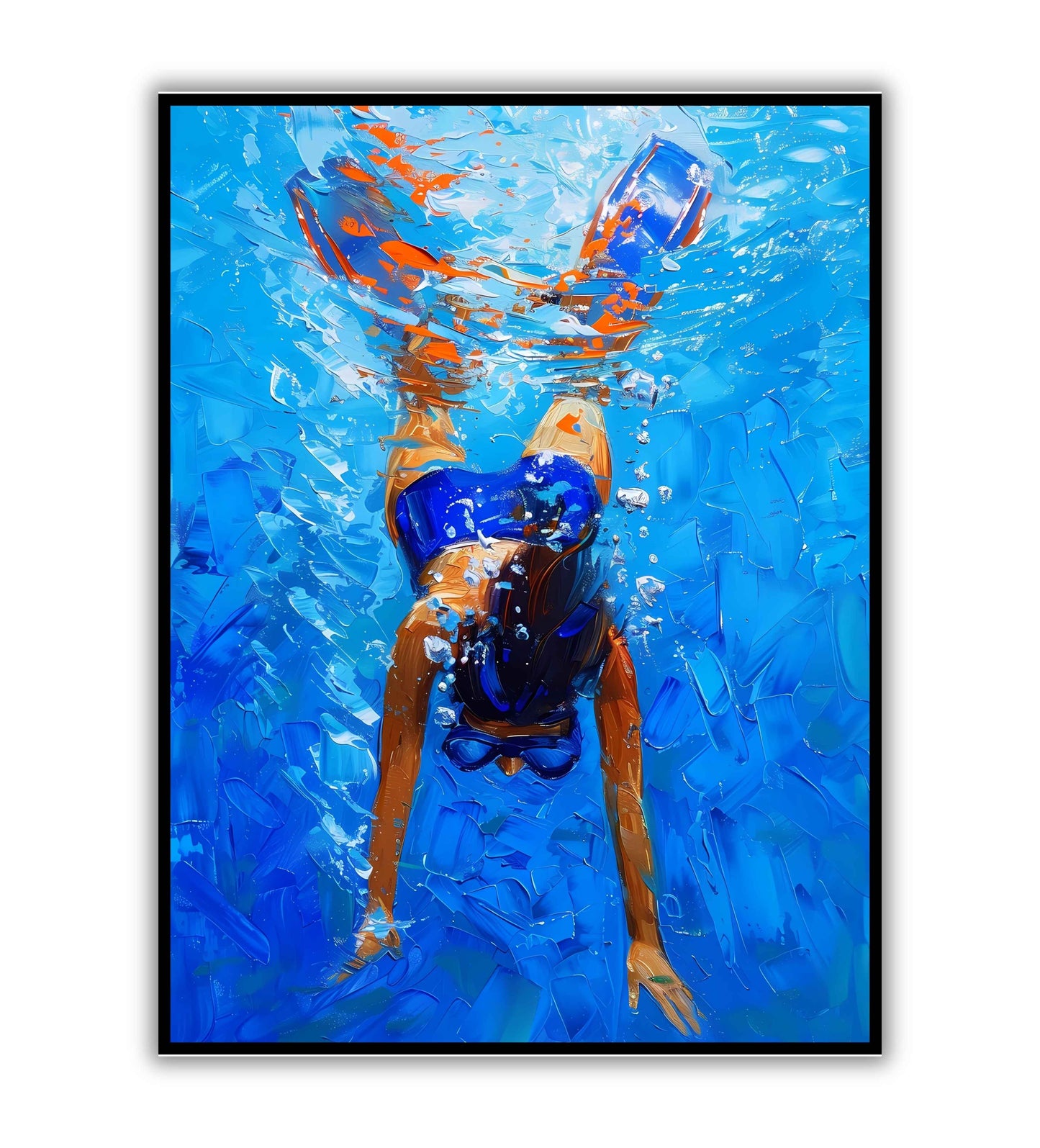 Diving Girl" abstract figurative poster