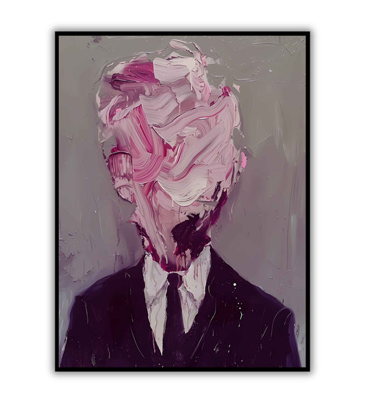 Pink Abstract Portrait" abstract figurative poster