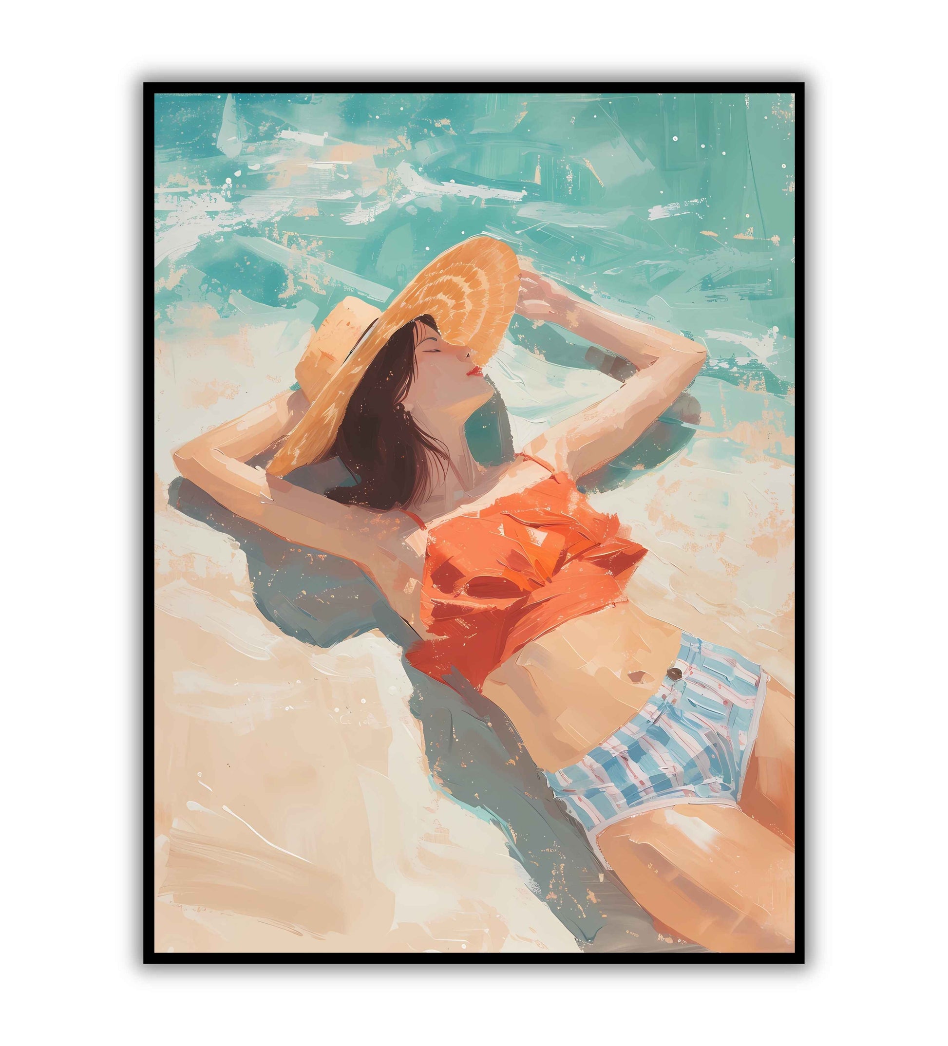 Girl by the beach" abstract figurative poster