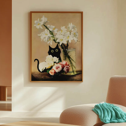 Cat White Lilies