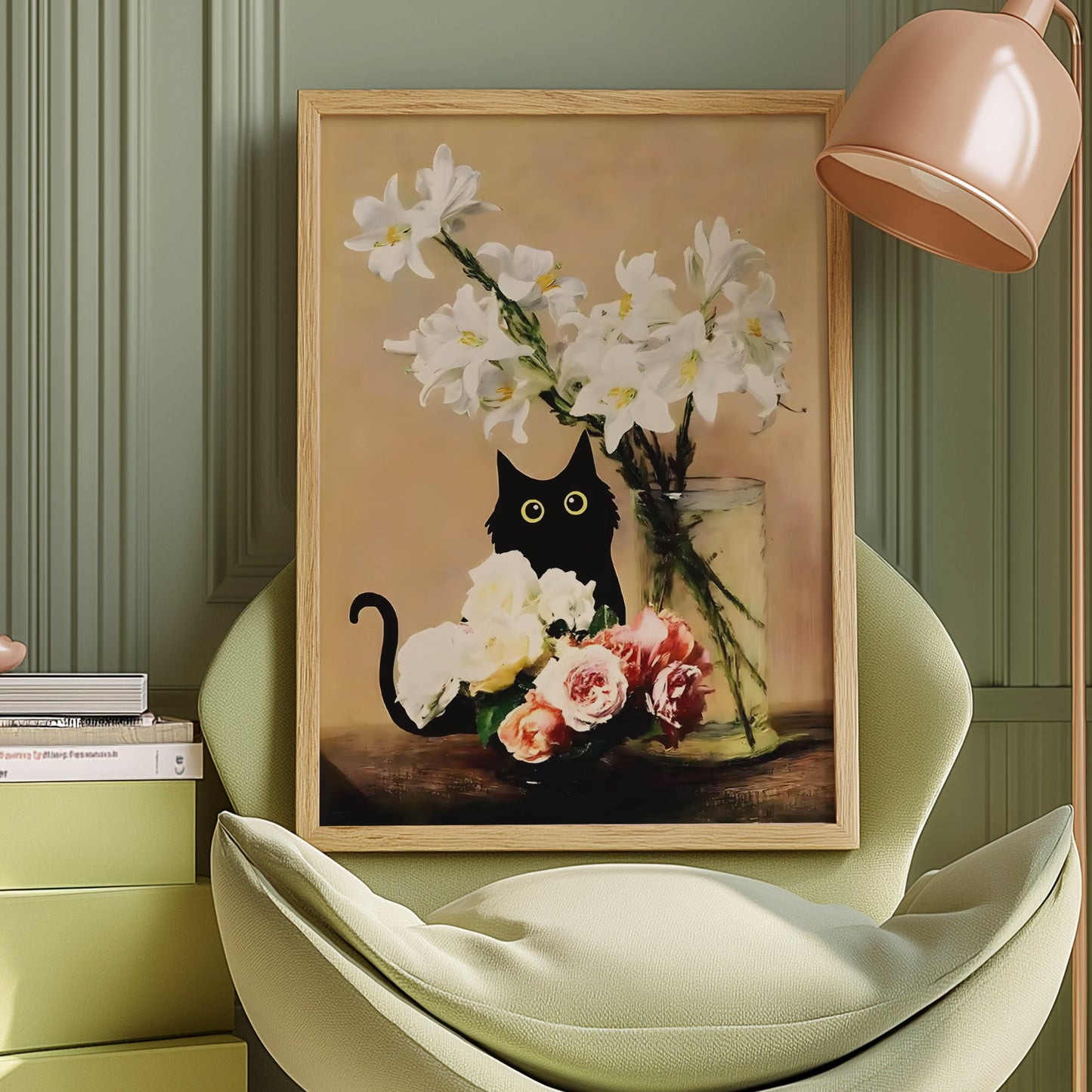 Cat White Lilies