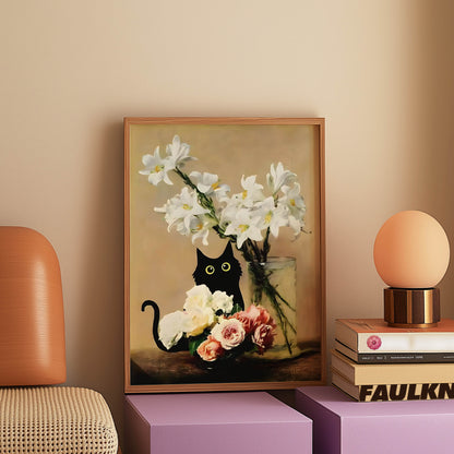 Cat White Lilies